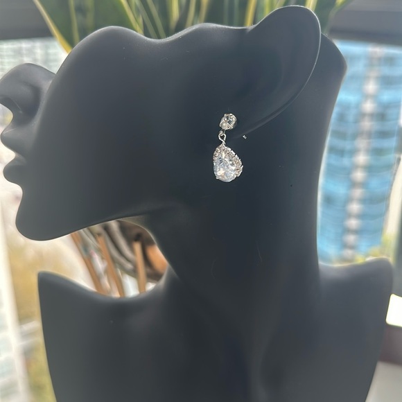 NWT 925 Sterling Silver Earrings Quartz Crystal - Picture 2 of 3